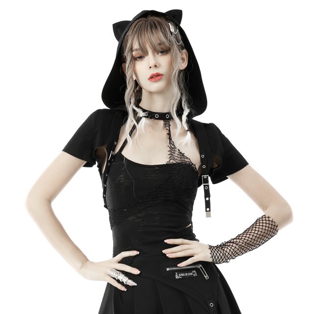 Hoodie-Bolero Felyne mit Ohren und Teufelsschwanz S