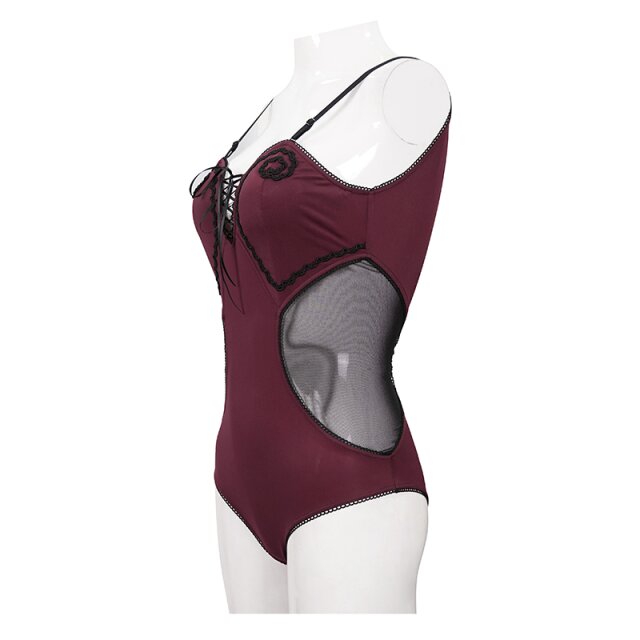 Dunkelromantischer, roter Badeanzug Coralie 3XL-4XL
