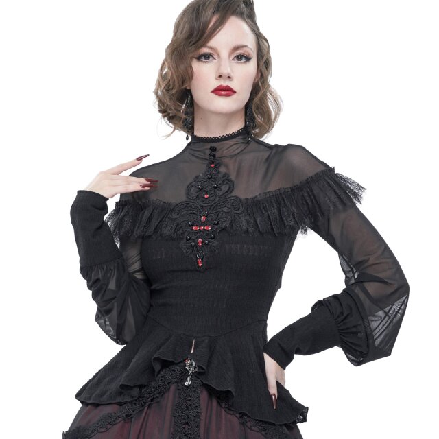 Gothic-Shirt Raining Stars mit Schößchen XXL