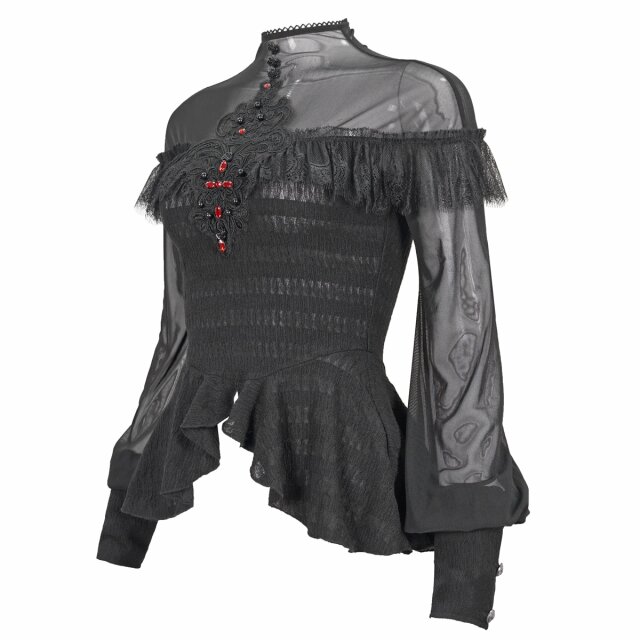 Gothic-Shirt Raining Stars mit Schößchen XXL