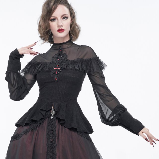 Gothic-Shirt Raining Stars mit Schößchen XXL