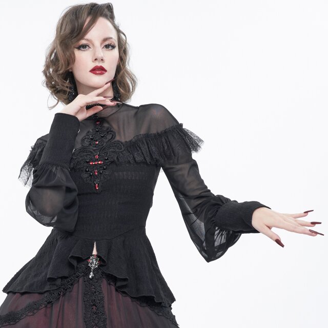Gothic-Shirt Raining Stars mit Schößchen XXL