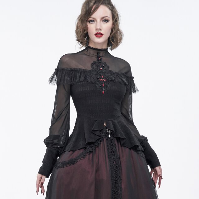 Gothic-Shirt Raining Stars mit Schößchen XXL