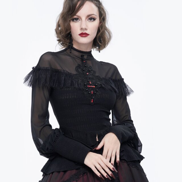 Gothic-Shirt Raining Stars mit Schößchen XXL