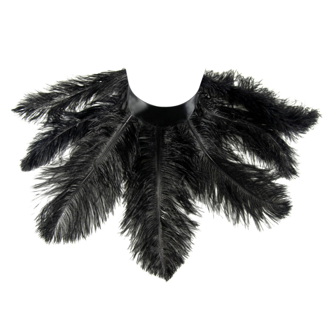 Satin choker DIVA with large feathers