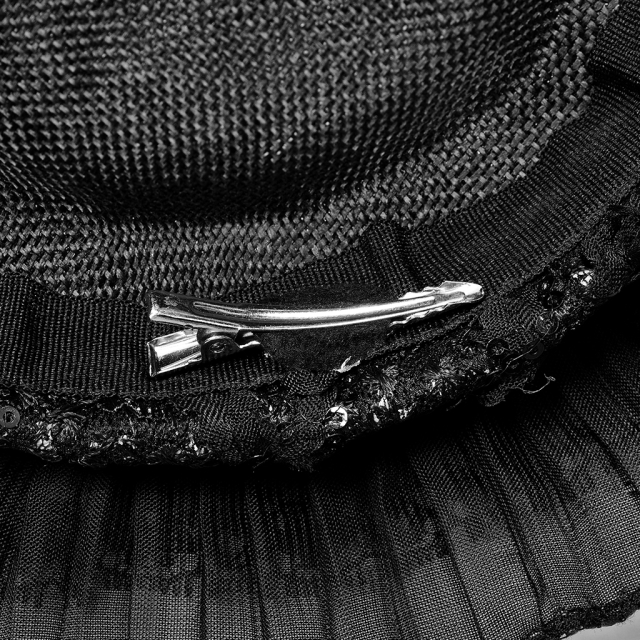 Dark Lolita Mini Hat with Veil and Teddy Bear