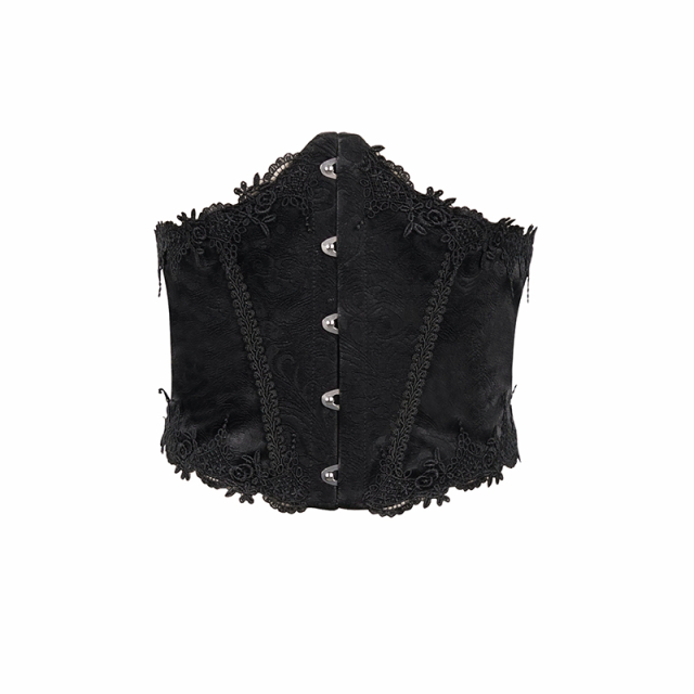 Dark Romantic Faux Leather Corsage Belt Letizia with Lace Braid