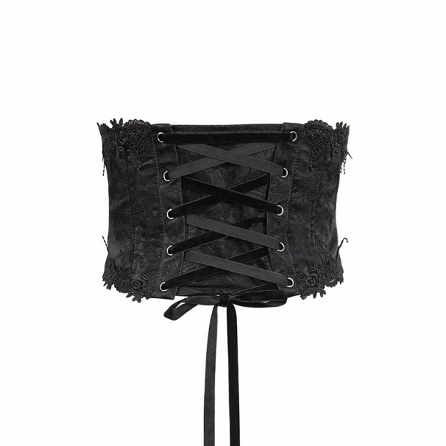 Dark Romantic Faux Leather Corsage Belt Letizia with Lace Braid