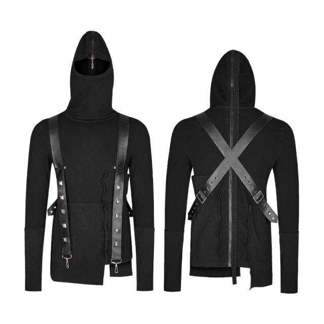 Punk Rave Y-680 black hoodie. mens gothic punk long...