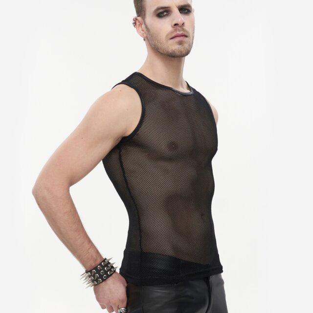 Mens black mesh tank top