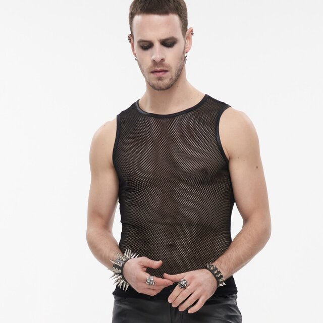 Mens black mesh tank top