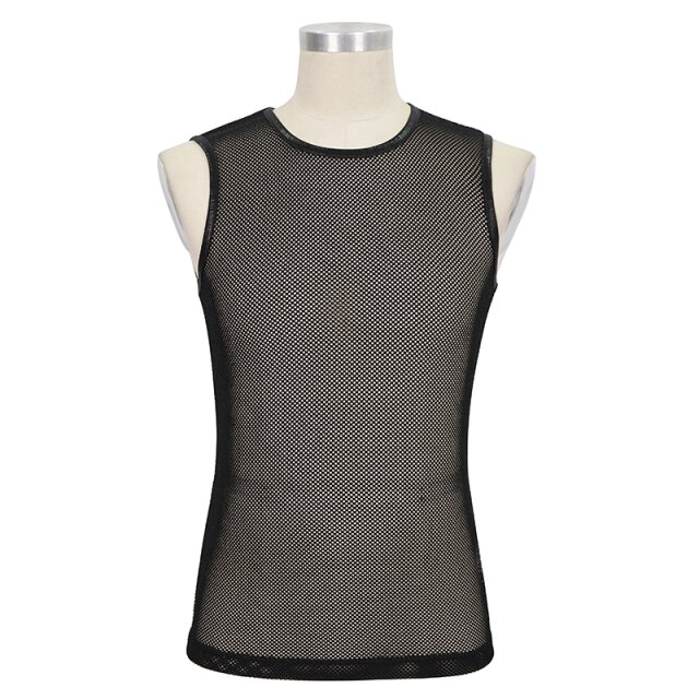 Mens black mesh tank top