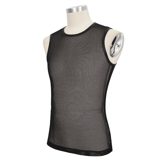 Mens black mesh tank top