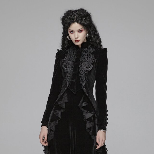 kurze PUNK RAVE Samtjacke Dolly in schwarz oder rot XS schwarz