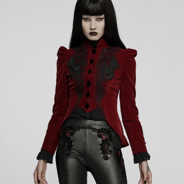 kurze PUNK RAVE Samtjacke Dolly in schwarz oder rot XS rot