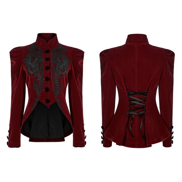 short PUNK RAVE velvet jacket Dolly with puff sleeves and lacing