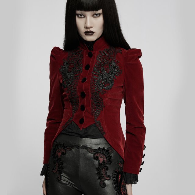 short PUNK RAVE velvet jacket Dolly with puff sleeves and lacing