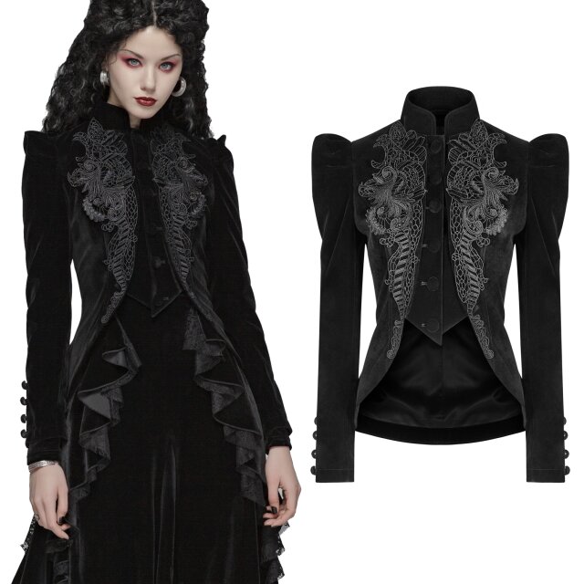 PUNK RAVE WY-1045 Gothic velvet jacket with an imitation...