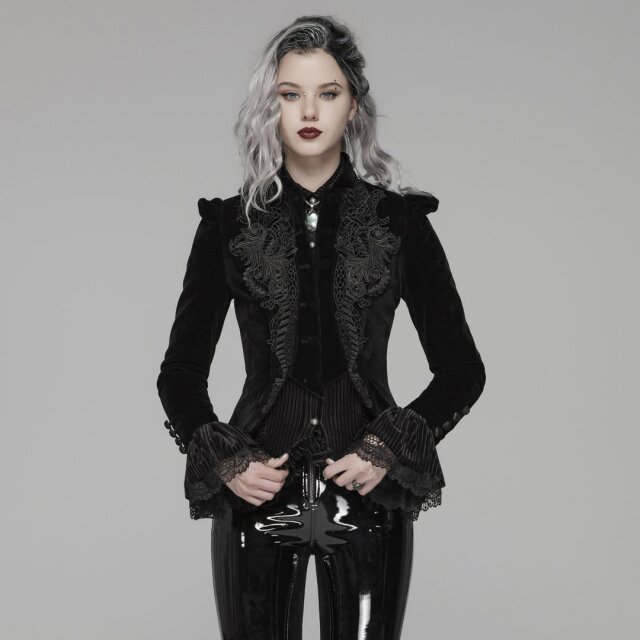 kurze PUNK RAVE Samtjacke Dolly in schwarz oder rot XL schwarz