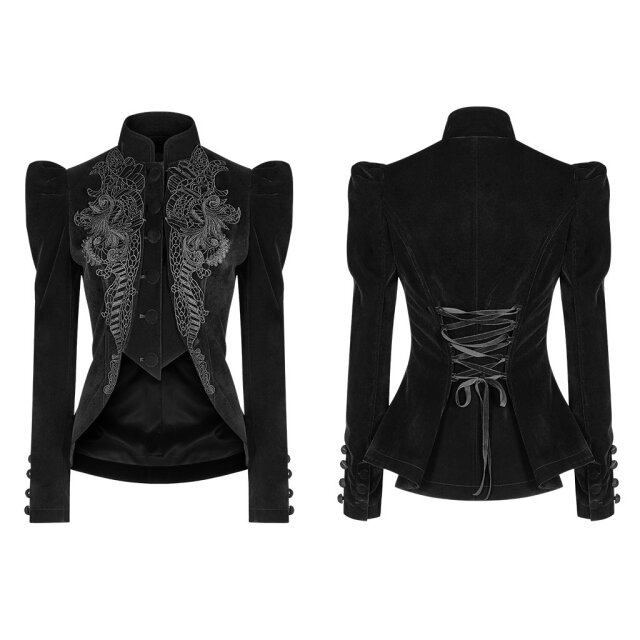 short PUNK RAVE velvet jacket Dolly with puff sleeves and lacing