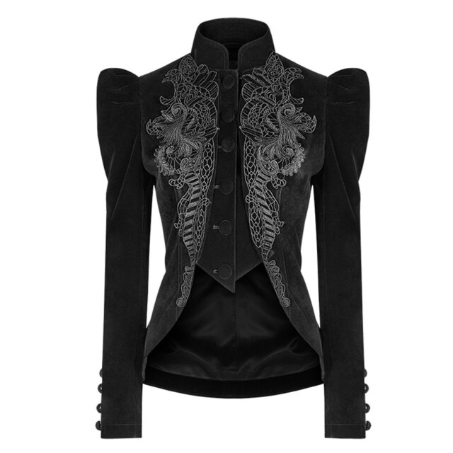 short PUNK RAVE velvet jacket Dolly with puff sleeves and lacing