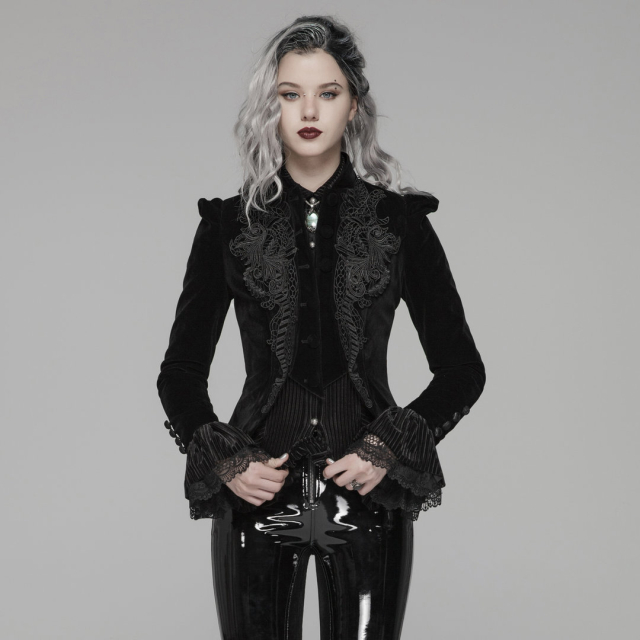 short PUNK RAVE velvet jacket Dolly with puff sleeves and lacing
