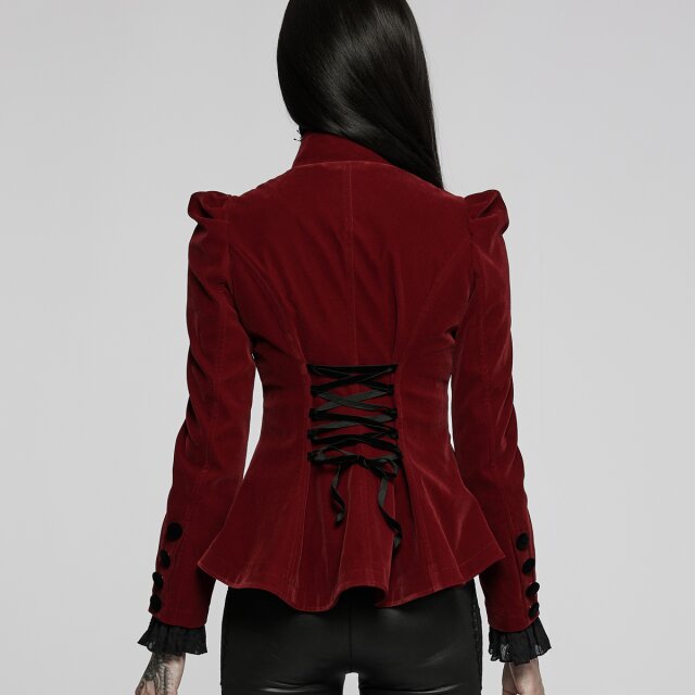short PUNK RAVE velvet jacket Dolly with puff sleeves and lacing