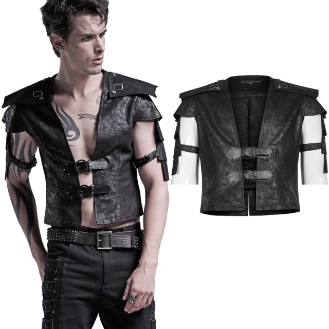 Punk Rave Y-632 schwarze LARP Herrenwest aus Veggie-Leder. Gothic Steampunk & Mittelalterkleidung