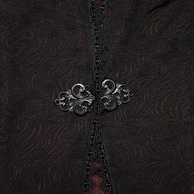 Long black and red PUNK RAVE coat Fairytale with hood