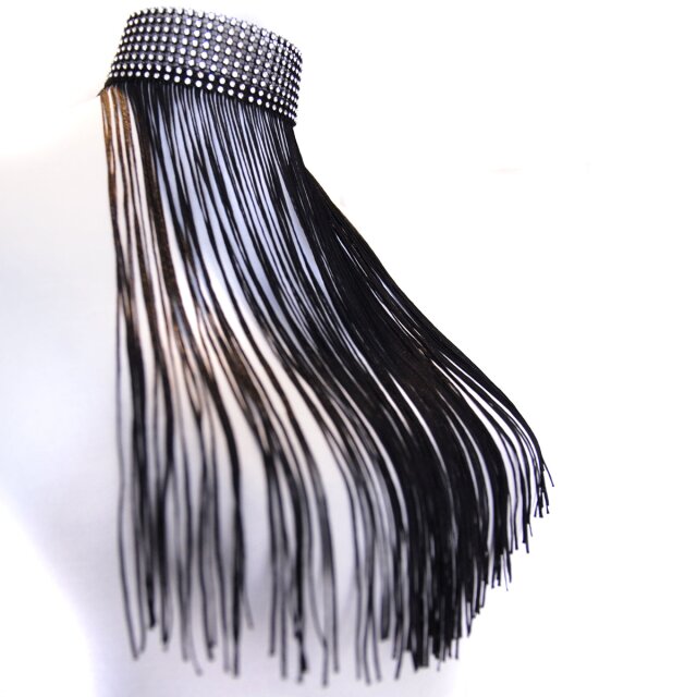 Strasshalsband Bling-Bling mit langen Fransen kurz
