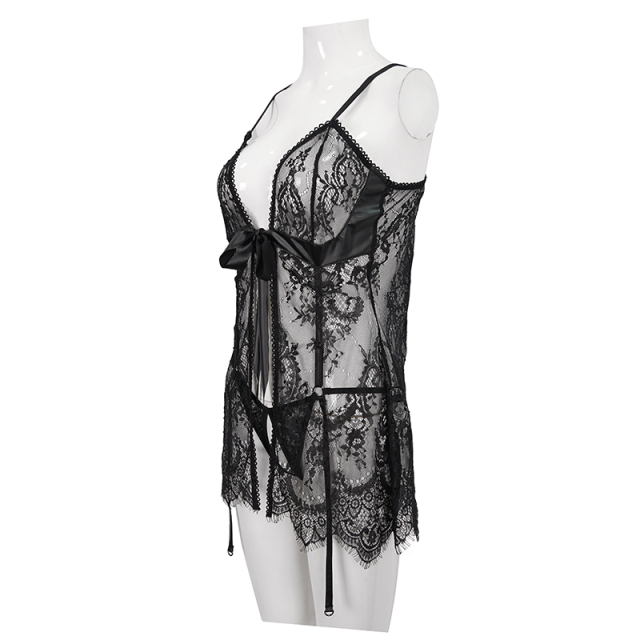 Lace chemise Coquetta open at the front with ouvert panty
