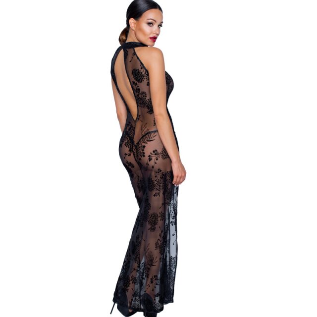 Long halterneck mesh dress Dark Secret