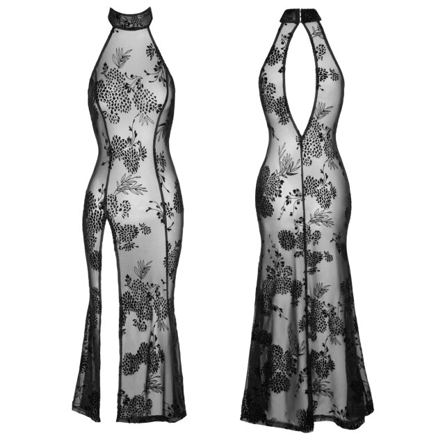 Langes Neckholder Meshkleid Dark Secret XL