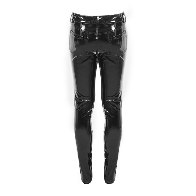 Devil Fashion Vinyl Trousers Chaos with Mesh and Rivets