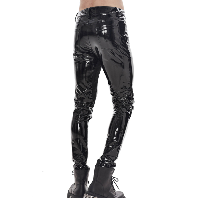 Devil Fashion Vinyl Trousers Chaos with Mesh and Rivets