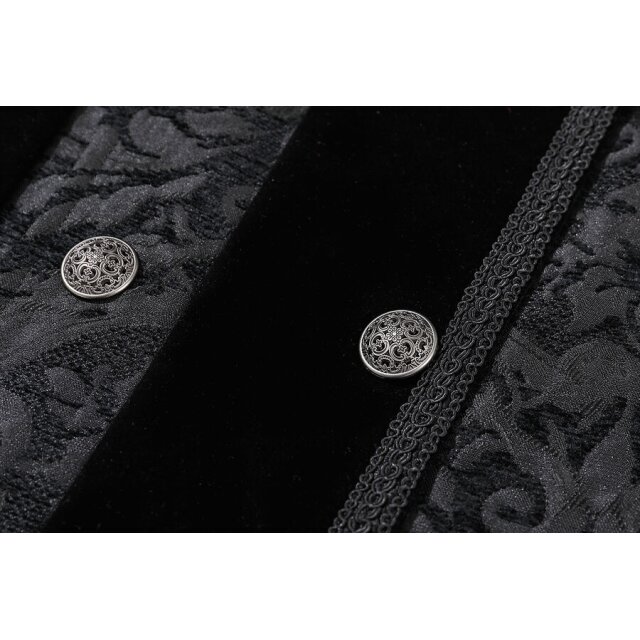 Short Victorian Brocade Waistcoat Versailles with Velvet Lapel