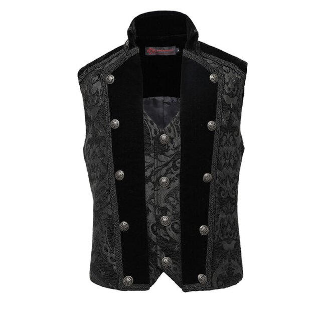 Short Victorian Brocade Waistcoat Versailles with Velvet Lapel