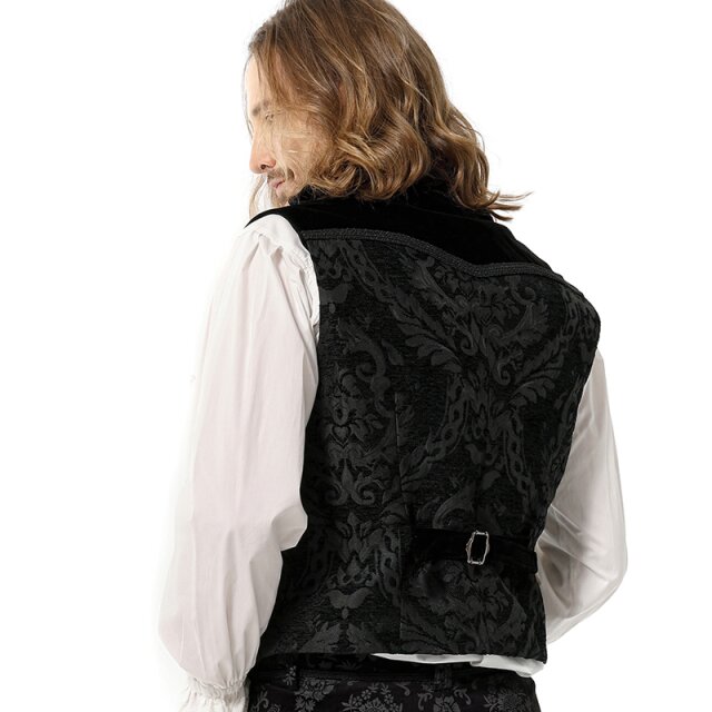 Short Victorian Brocade Waistcoat Versailles with Velvet Lapel