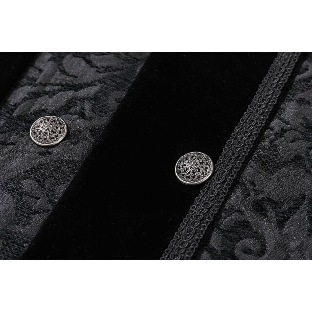 Short Victorian Brocade Waistcoat Versailles with Velvet Lapel
