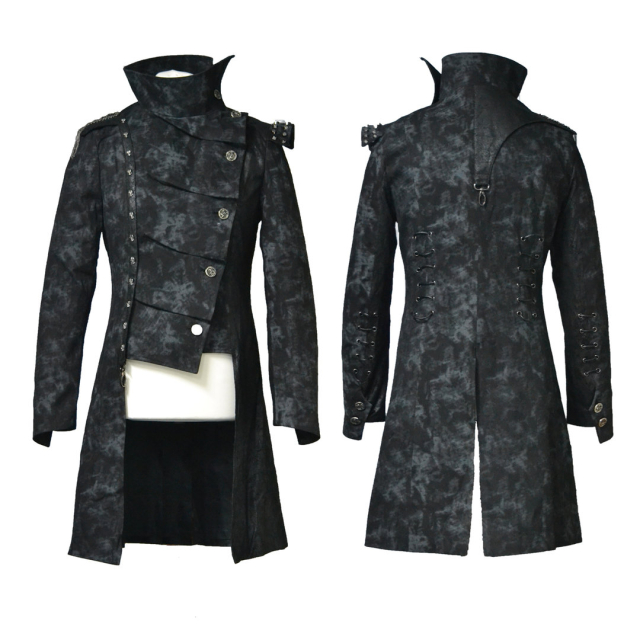 PUNK RAVE Y-368 Herren Gothic Uniform Kurzmantel. Alternative Steampunk & Mittelalterkleidung