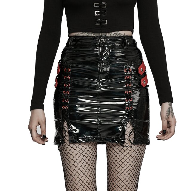 Punk Rave Uniform Lacquer Mini Skirt Commandetta