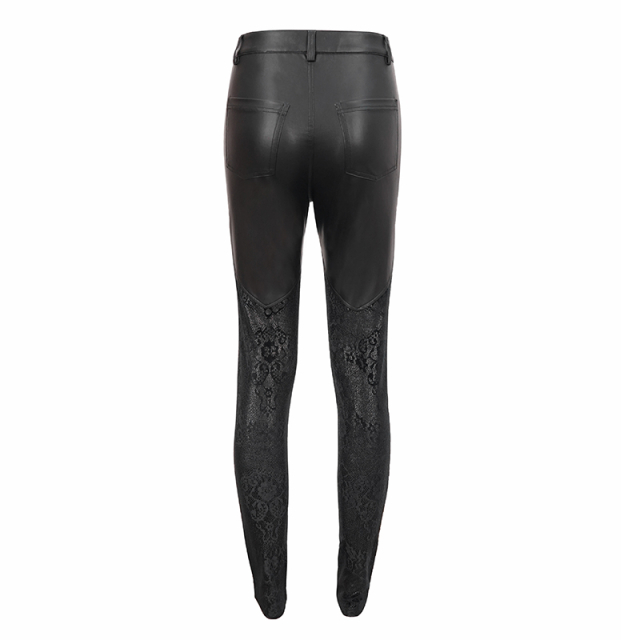 Slim Fit Stretch Trousers Mania with Faux Leather