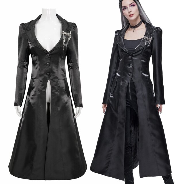 Langer Devil Fashion Mantel (CT181) aus glänzendem...