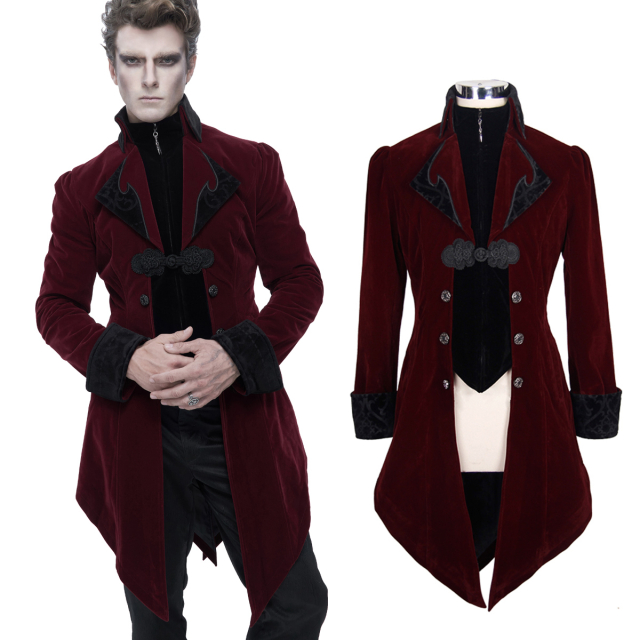 DEVIL FASHION CT02202 red mens velvet tails. gothic, steampunk & victorian mens fashion