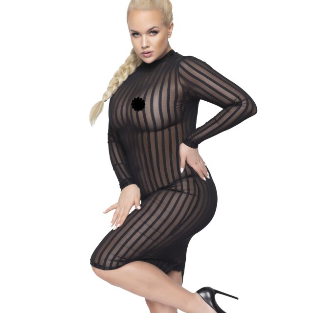 Transparent Pencil Dress Fatal Innocence with Stripes