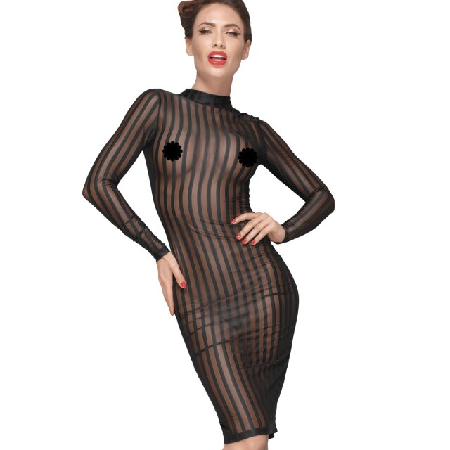 Transparent Pencil Dress Fatal Innocence with Stripes