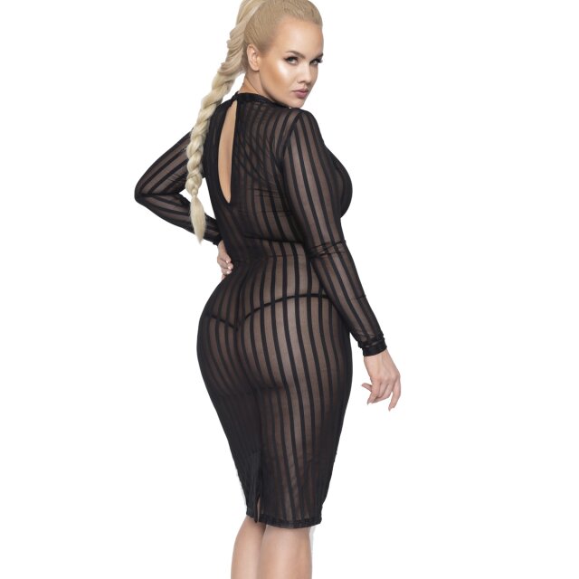 Transparent Pencil Dress Fatal Innocence with Stripes