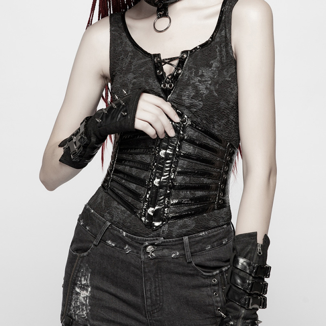Vinyl corset belt Dungeon Dynasty with spiked rivets