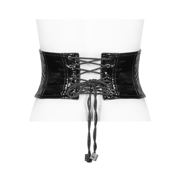 Vinyl corset belt Dungeon Dynasty with spiked rivets