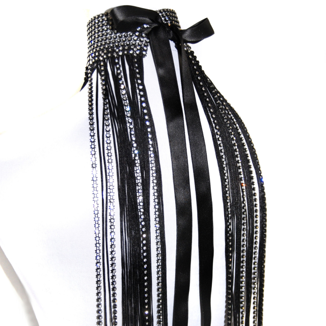 Classic Meets Crystal Rhinestone Choker with Long Fringes